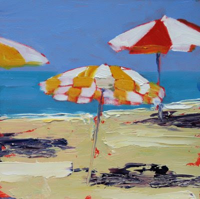 400x398 Beach Umbrellas Daily Painting, Beach Scene - Beach Umbrella Painting