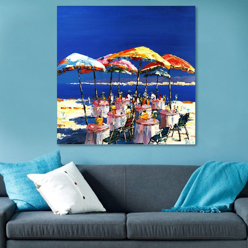 800x800 Modular Painting Seascape Sandbeach Digital Paint By Numbers Beach - Beach Umbrella Painting