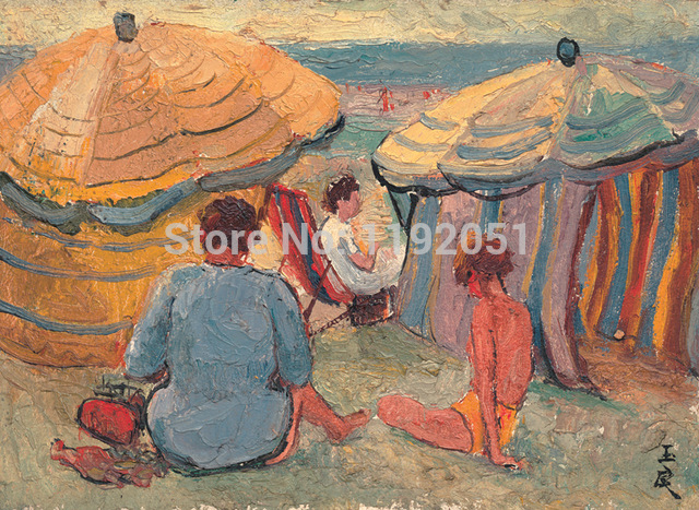 640x467 Scenery Painting Chinese Paintings Contemporary Artist Masterpiece - Beach Umbrella Painting