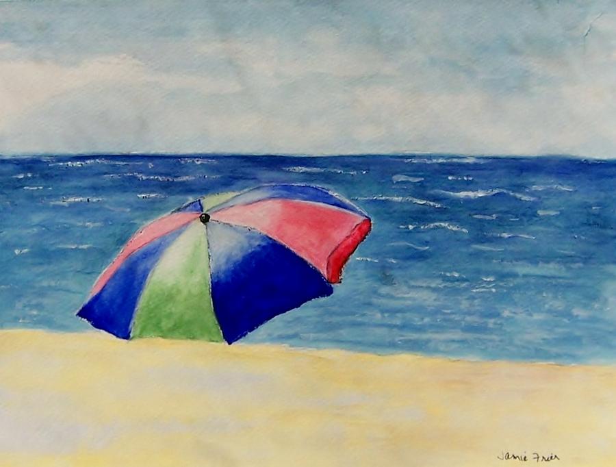 900x682 Beach Umbrella Painting By Jamie Frier - Beach Umbrella Painting