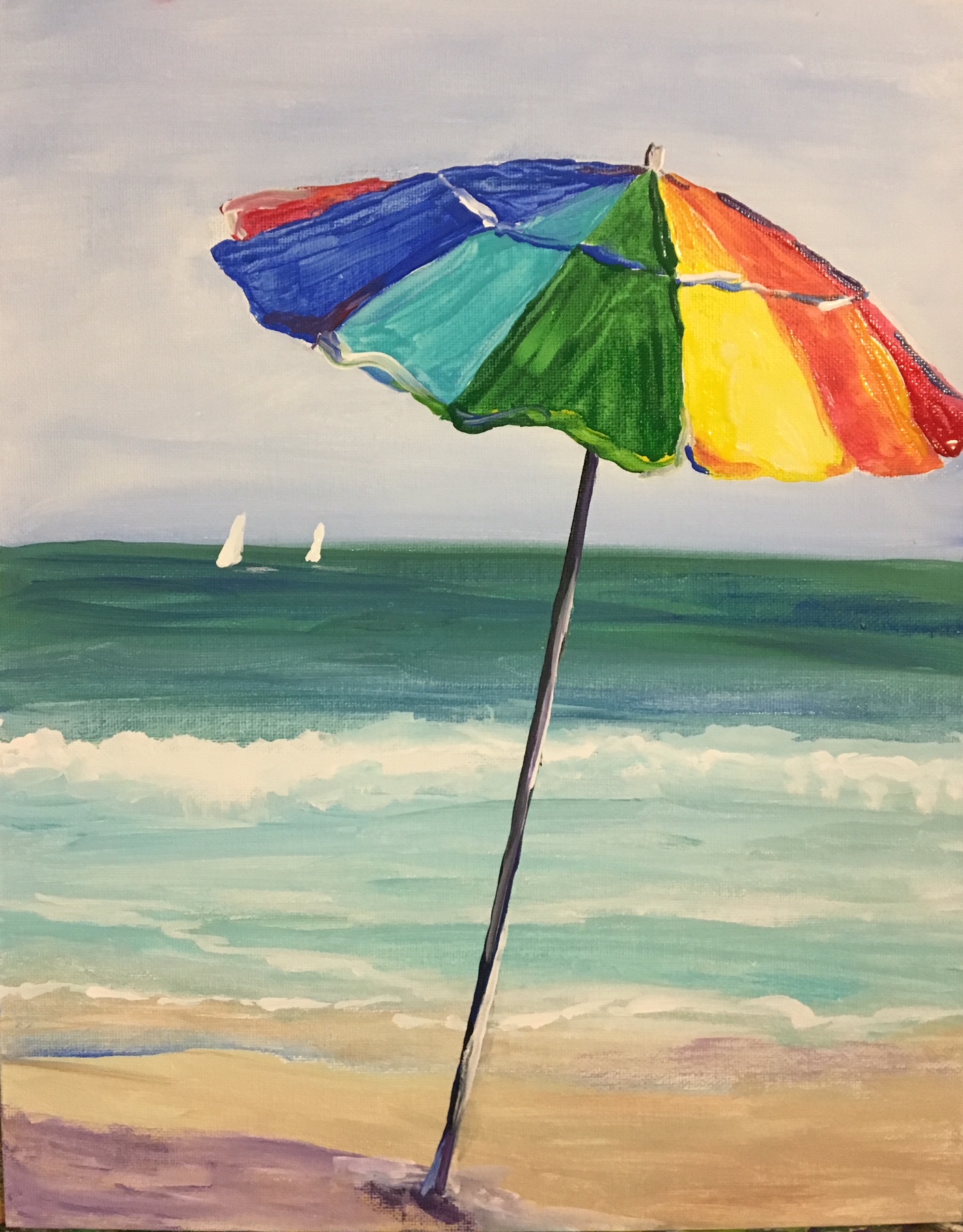 Beach Umbrella Painting at PaintingValley.com | Explore collection of ...