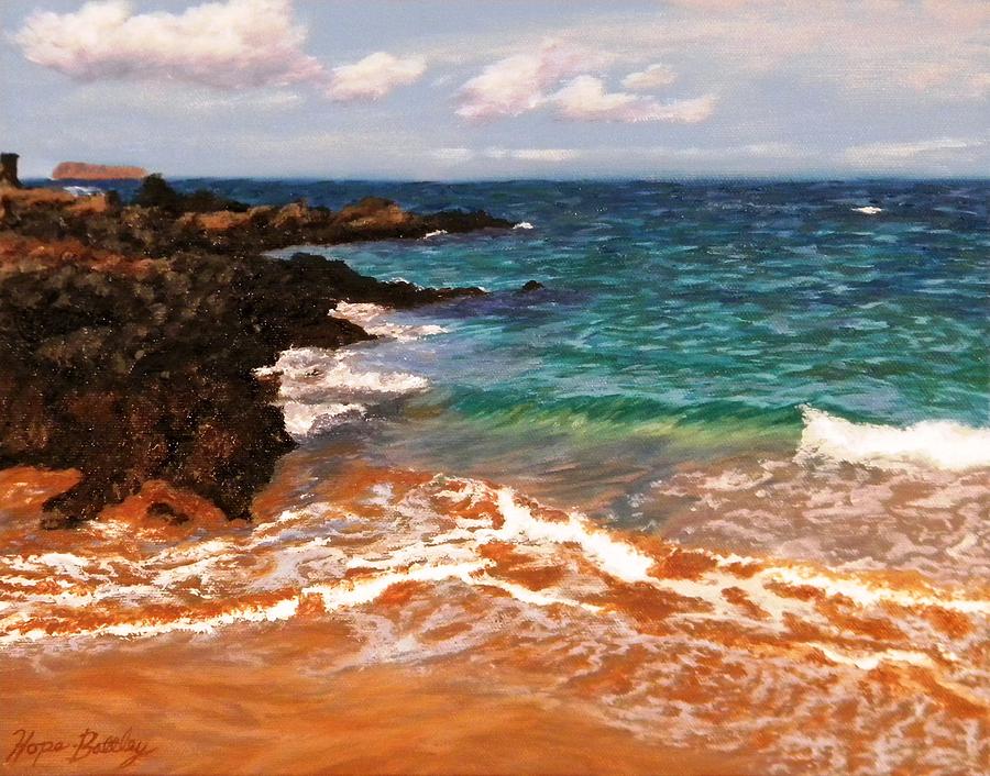 900x706 Makena Beach Waves Painting By Gwendolyn Hope Battley - Beach Waves Painting