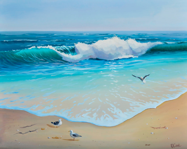 629x500 Rolling Ocean Waves Seascape Oil Painting - Beach Waves Painting