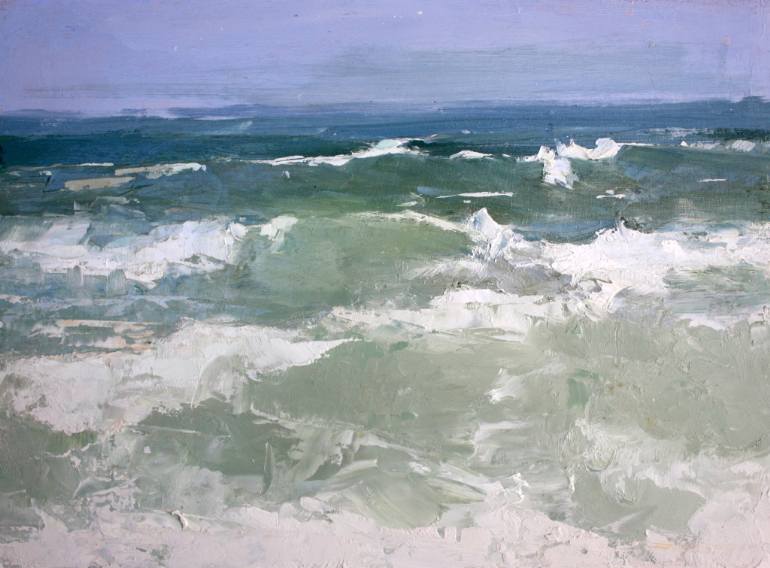 770x568 Saatchi Art Sunset Beach, Waves Painting By Gia Moody - Beach Waves Painting