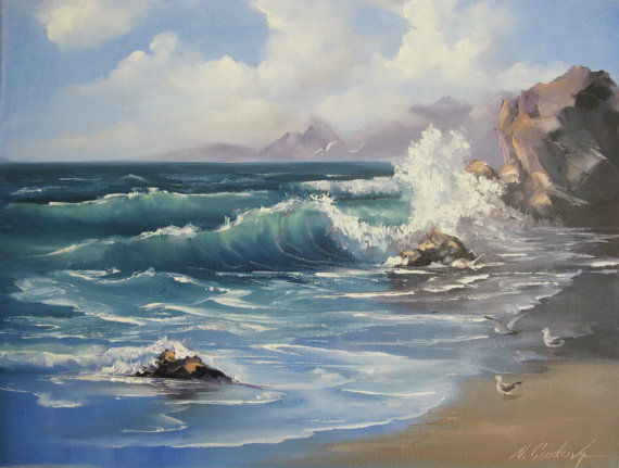 Beach Waves Painting at PaintingValley.com | Explore collection of ...