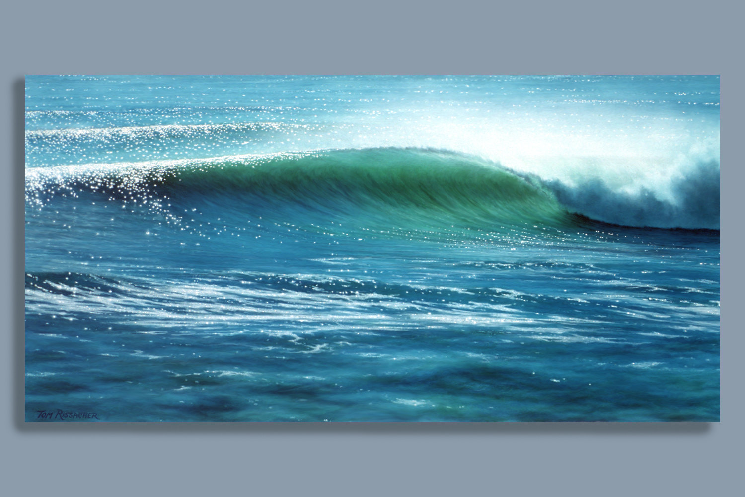1500x1000 Surf Art Print Reef Pass Airbrush Seascape Art - Beach Waves Painting