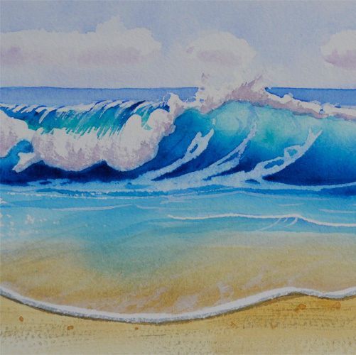 501x500 Breaking Ocean Waves Foam Trails Surf Beach Painting Original Art - Beach Waves Painting