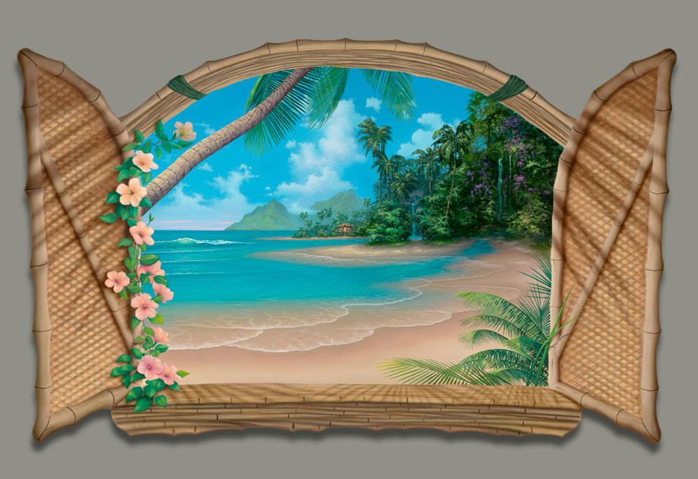 996x684 Artist David Miller Window Paradise, Paradise Beach, Key - Beach Window Painting