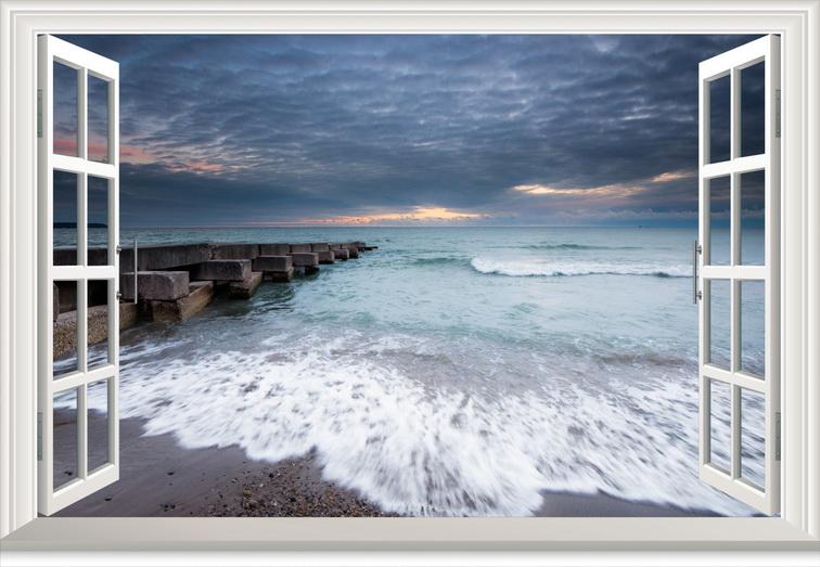 756x523 3d South Africa Beach Window Wall Sticker Art Decal Idcch Ls - Beach Window Painting