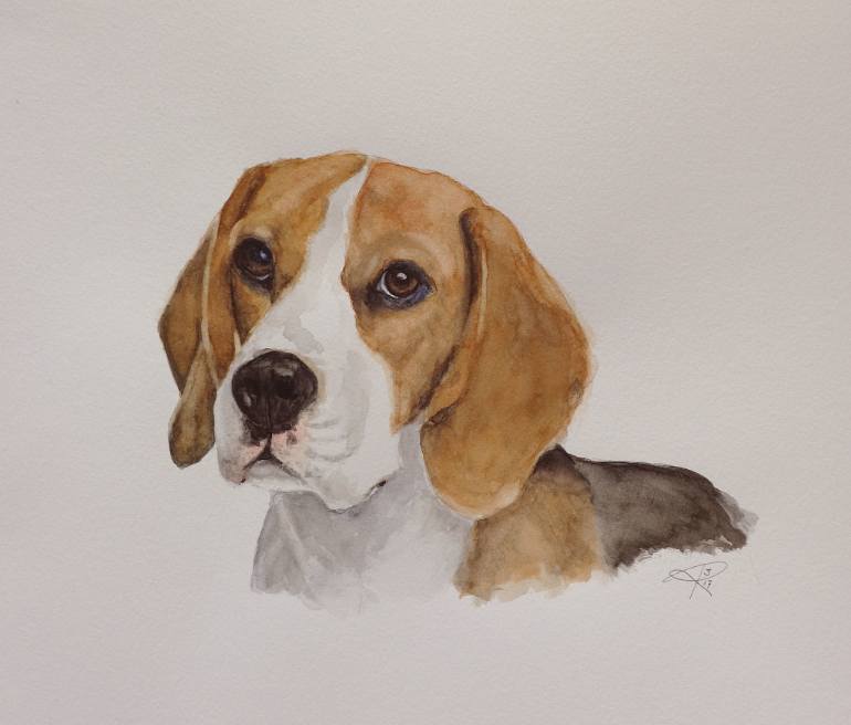 770x656 Saatchi Art Beagle Hound Painting By Ron Roem - Beagle Painting
