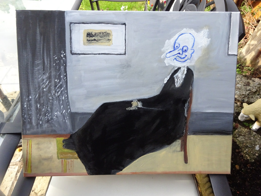 1024x768 Whistler's Mother Mr Bean Style, A Comical Painting That - Bean Painting