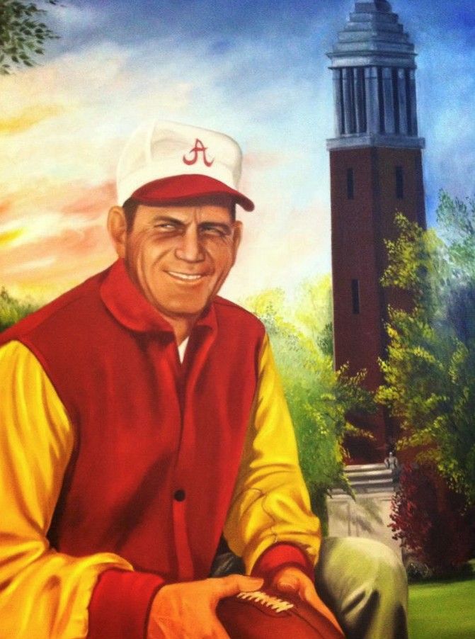 671x902 Great Painting Of Paul Bear Bryant And Ua Denny Chimes Alabama - Bear Bryant Painting