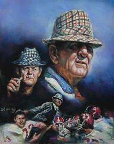 369x465 University Of Alabama Coach Paul Bear Bryant Art Print - Bear Bryant Painting
