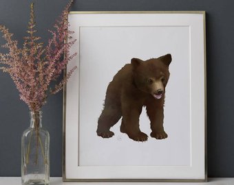 340x270 Bear Cub Painting Etsy - Bear Cub Painting
