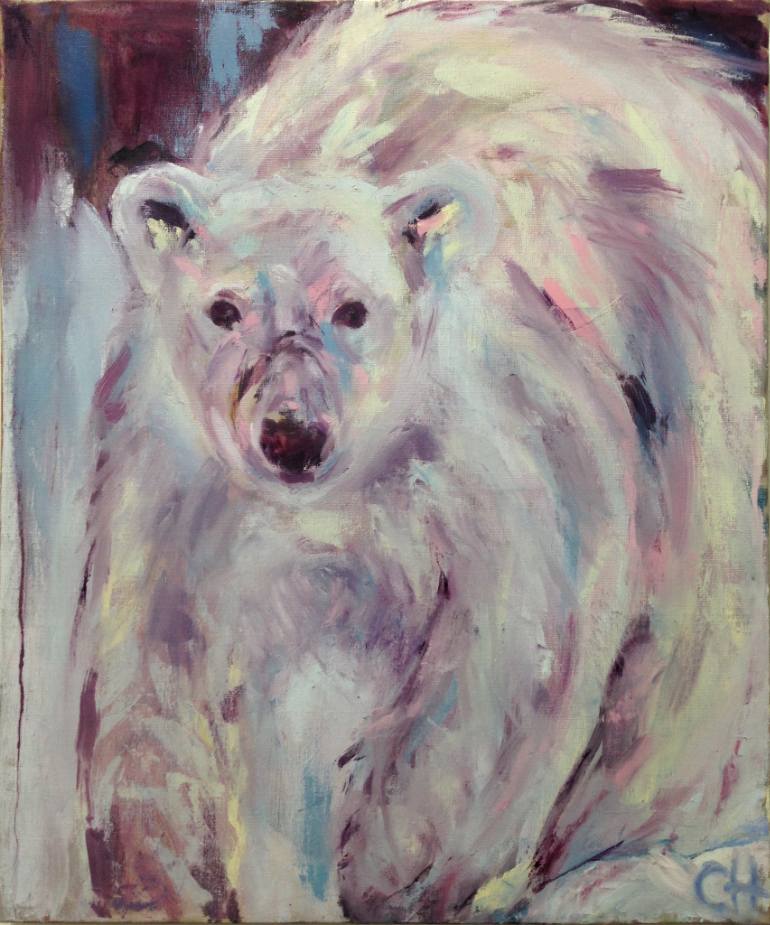 770x925 Saatchi Art Polar Bear Cub, Svalbard Painting By Catherine Hood - Bear Cub Painting