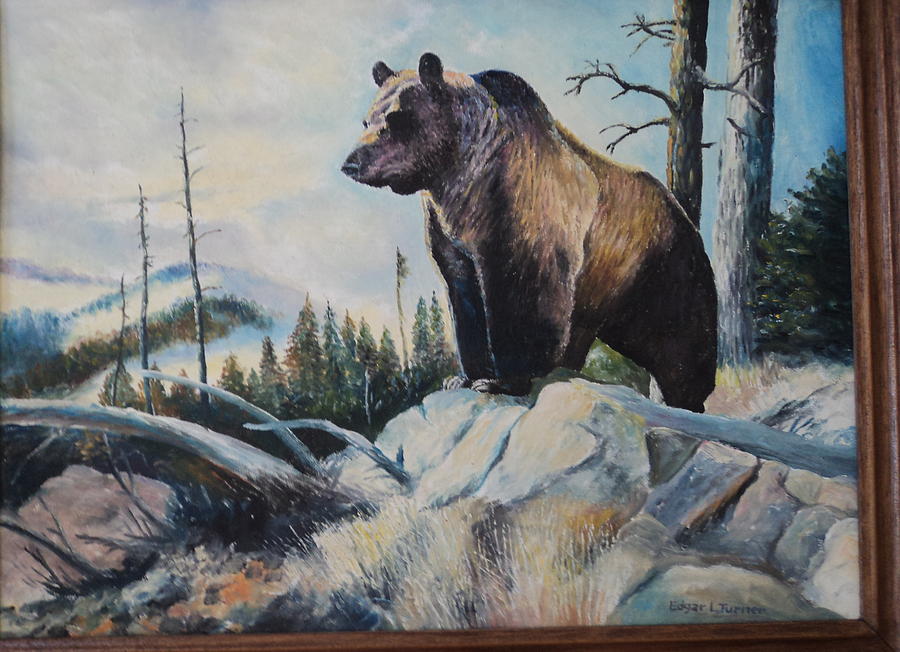900x652 Bear On Snowy Mountain Painting By Anne Elizabeth Whiteway - Bear Mountain Painting