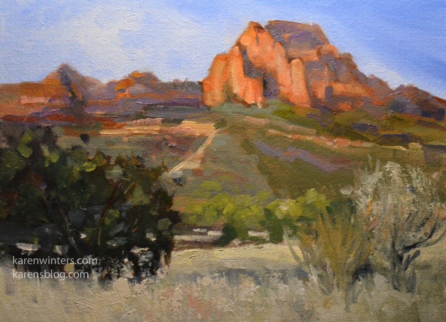 900x651 Sedona Oil Painting Trail To Bear Mountain By Artist Karen Winters - Bear Mountain Painting