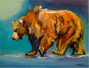 300x230 Hand Painted Abstract Oil Painting On Canvasgrizzly Bear 4 24x32 - Bear Oil Painting