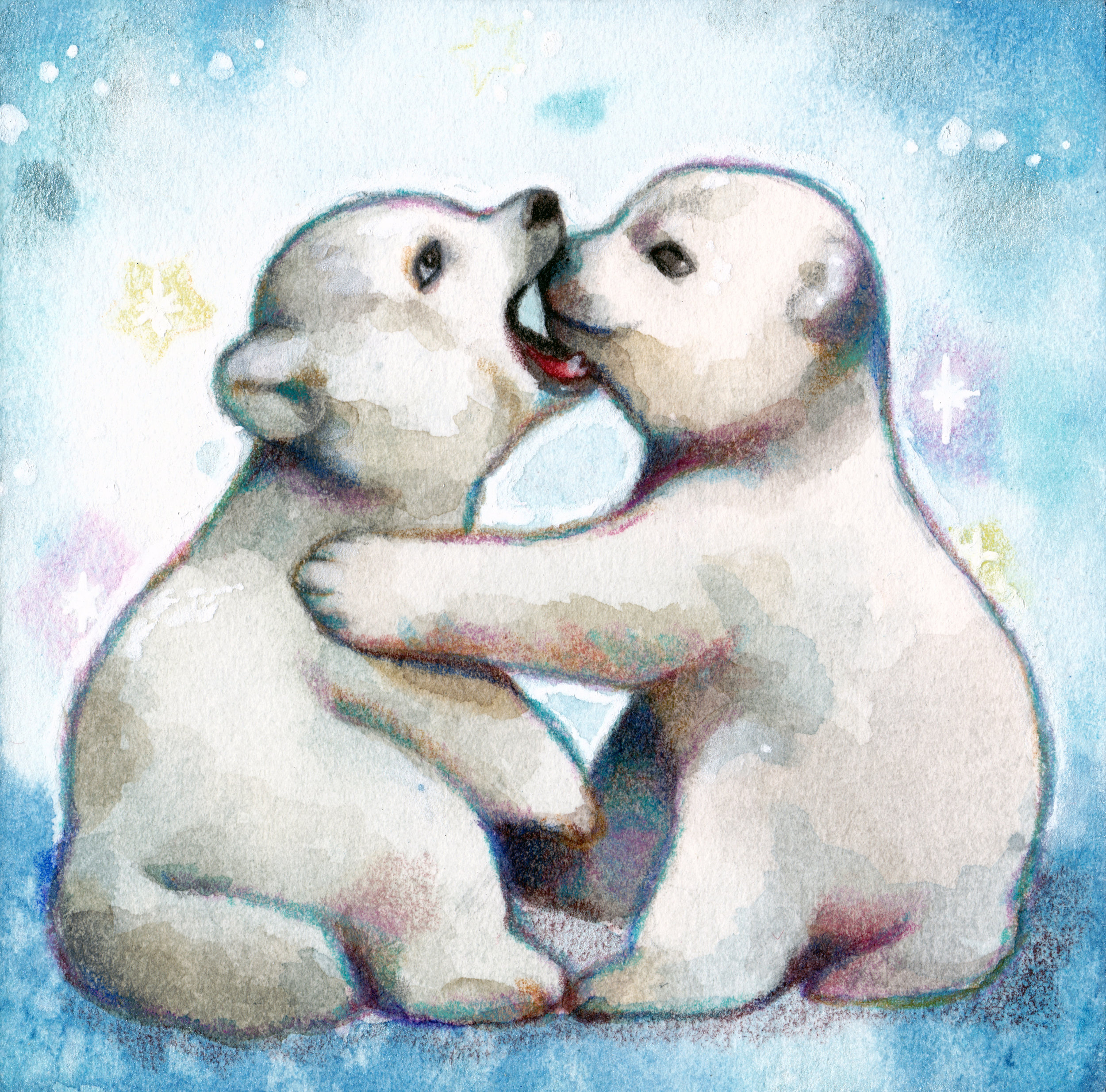 2500x2468 Original Watercolor Painting] - Bear Watercolor Painting