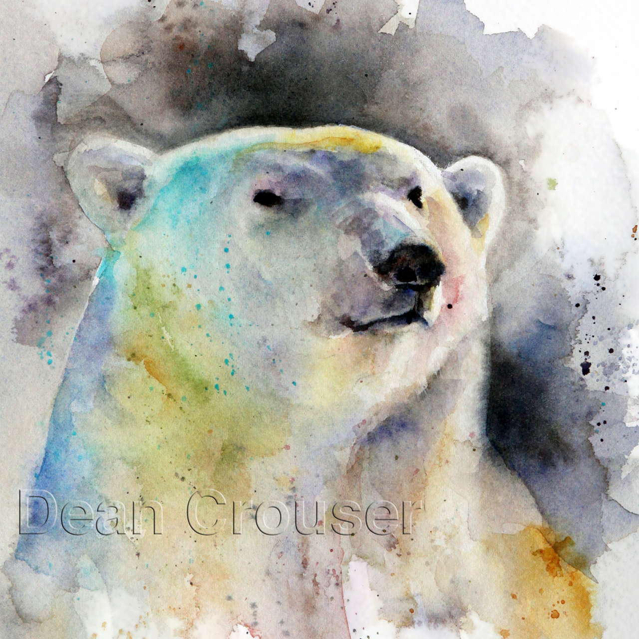1280x1280 Polar Bear - Bear Watercolor Painting