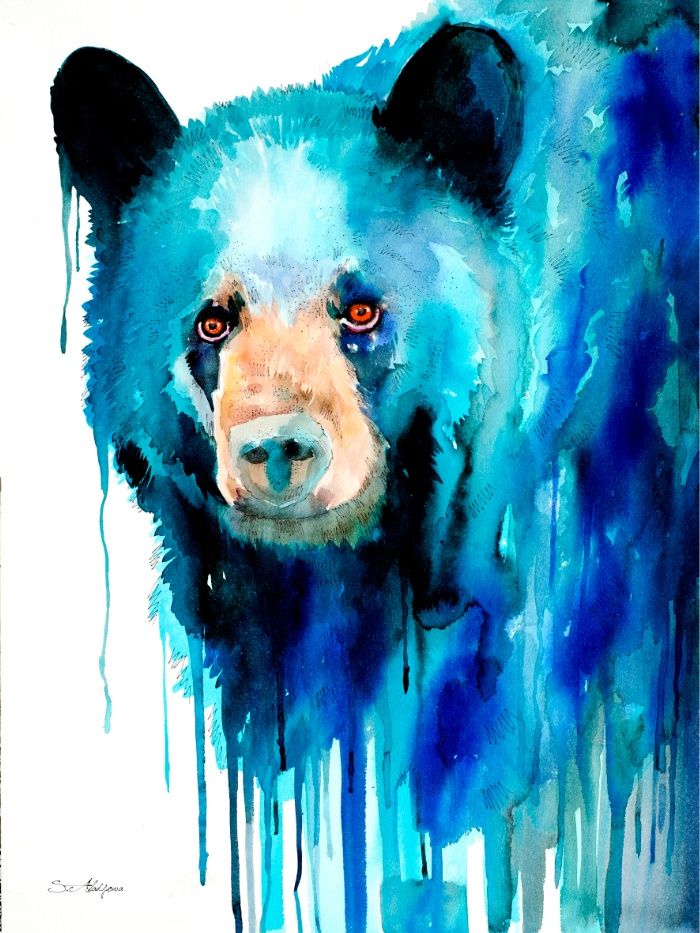 700x933 American Black Bear Art Print Pinturas Animales - Bear Watercolor Painting