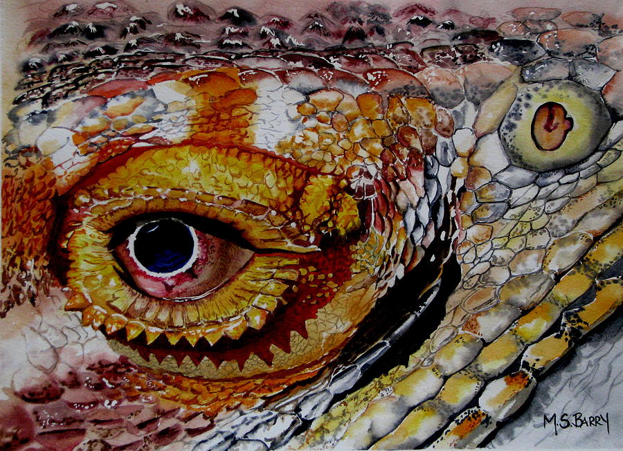900x652 Eye On The Matter Painting By Maria Barry - Bearded Dragon Painting