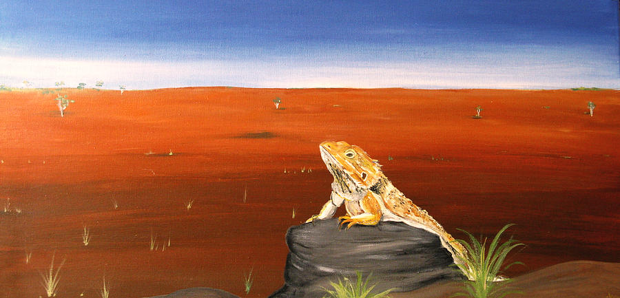 900x433 Lazy Bearded Dragon Painting By Joanne Seath - Bearded Dragon Painting