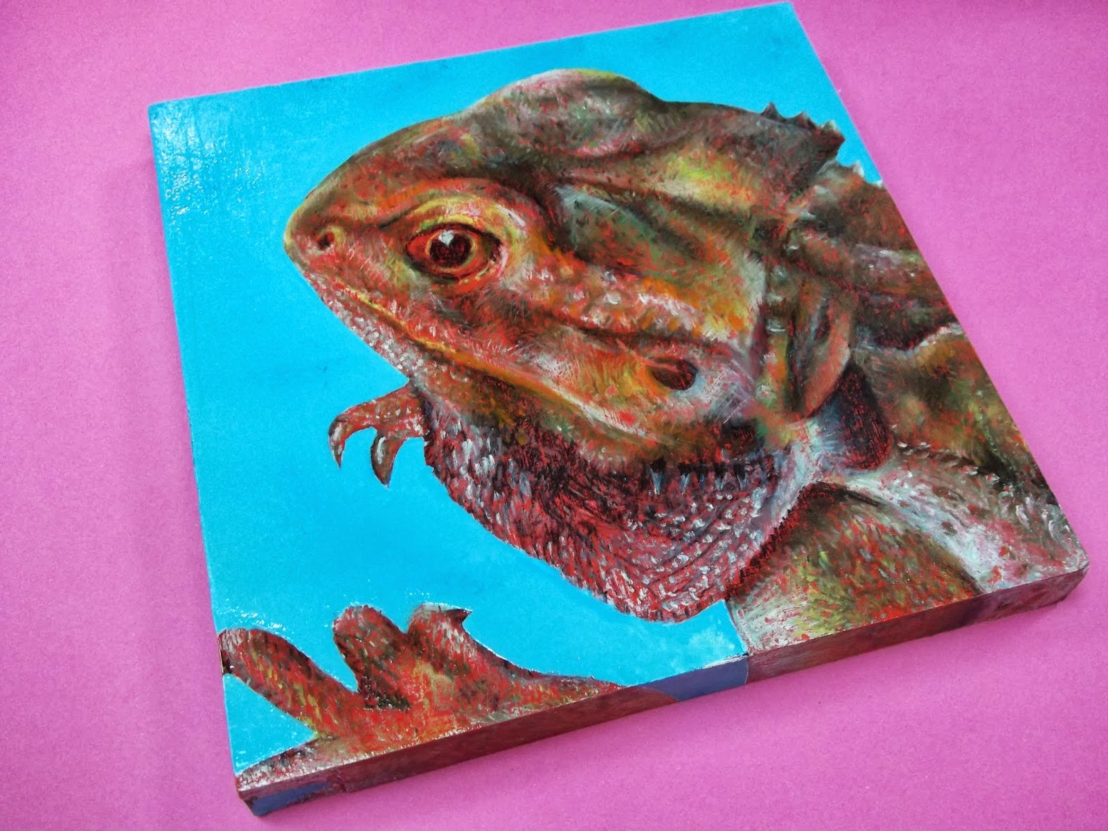1600x1200 Priley Riley Finert Priley Riley, Oil Pastel Drawing - Bearded Dragon Painting