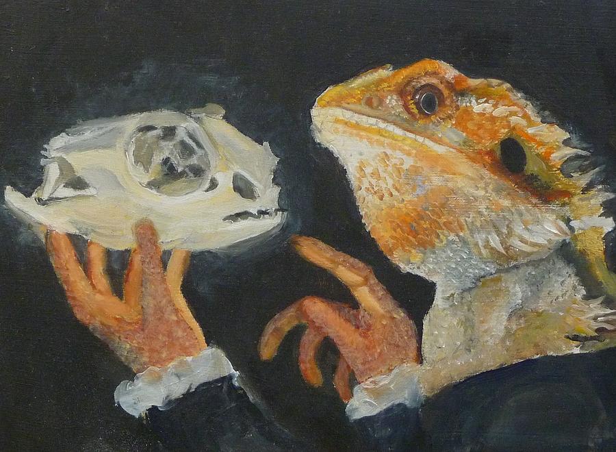 900x660 Sir Bearded Dragon As Hamlet Painting By Jessmyne Stephenson - Bearded Dragon Painting