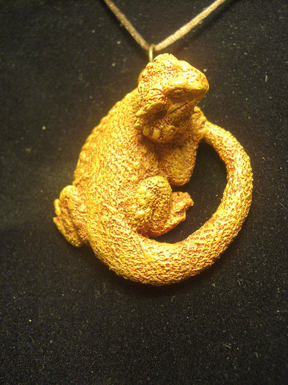 570x760 New Bearded Dragon Pendant (Top Clasp Terra Cotta) - Bearded Dragon Painting