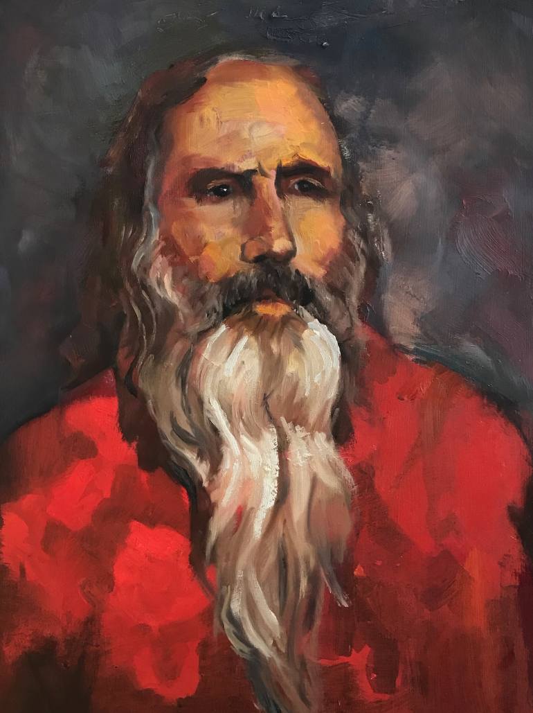 770x1029 Saatchi Art Man With Beard Painting By M Susan Broussard - Bearded Woman Painting