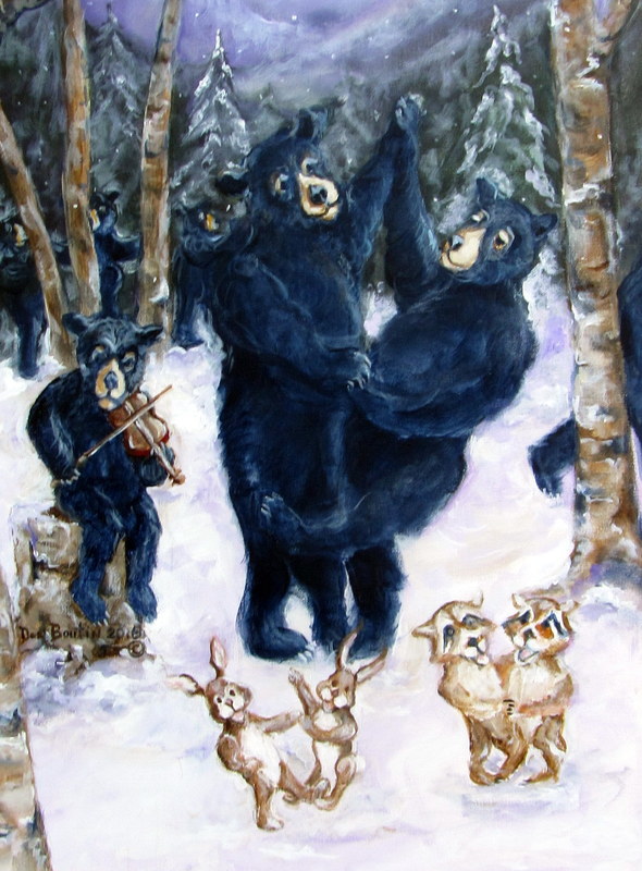 590x800 Don Boutin Art - Bears Dancing In The Woods Painting