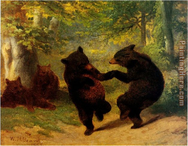 628x487 William Beard Dancing Bears Painting Anysize 50% Off - Bears Dancing In The Woods Painting