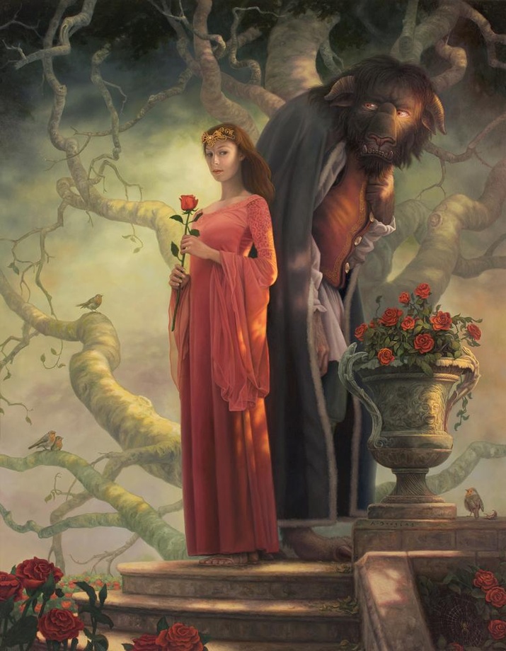 715x920 Beauty And The Beast, An Art Print By Allen Douglas - Beast Painting