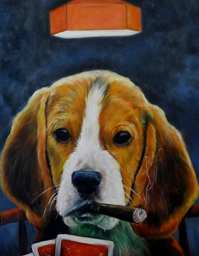 830x1064 Dog Playing Poker Painting Commission Your Own Based On Your Dog - Beast Painting