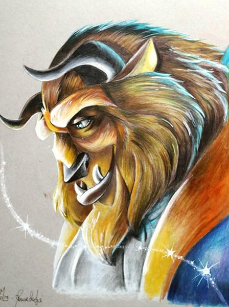 448x600 The Beast By Manuela Lai Beauty Character Portrait Canvas Art - Beast Painting