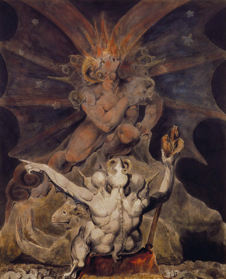 727x900 The Number Of The Beast Is 666 Painting By William Blake - Beast Painting