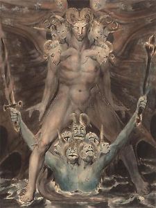 225x300 William Blake British Great Red Dragon Beast Sea Old Art Painting - Beast Painting