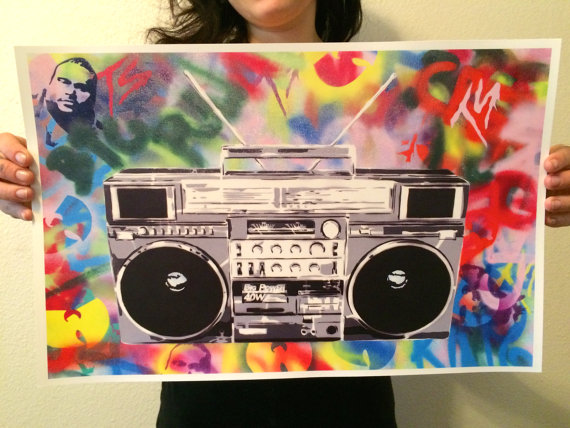 570x428 Boom 11x17 Print Boombox Street Art Beastie Boys Jvc By Mowgliart - Beastie Boys Painting