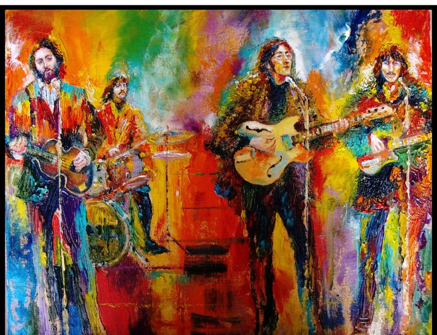 900x690 Orig. Impressionist Paletteknife Beatles Painting By Beatles74i0c - Beatles Painting