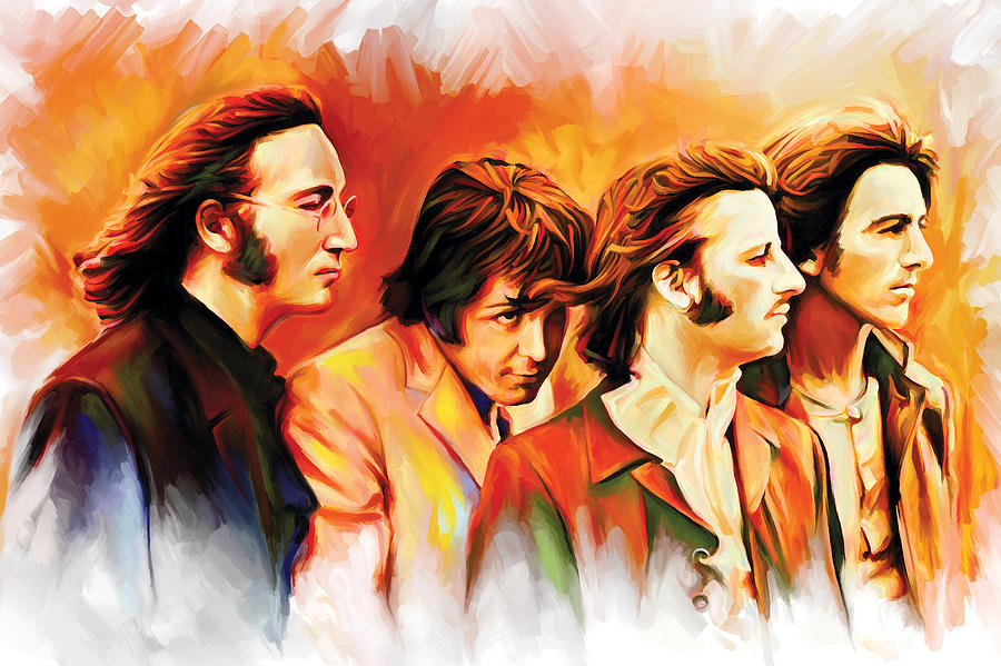 900x599 The Beatlesrtwork Painting By Sheraz - Beatles Painting