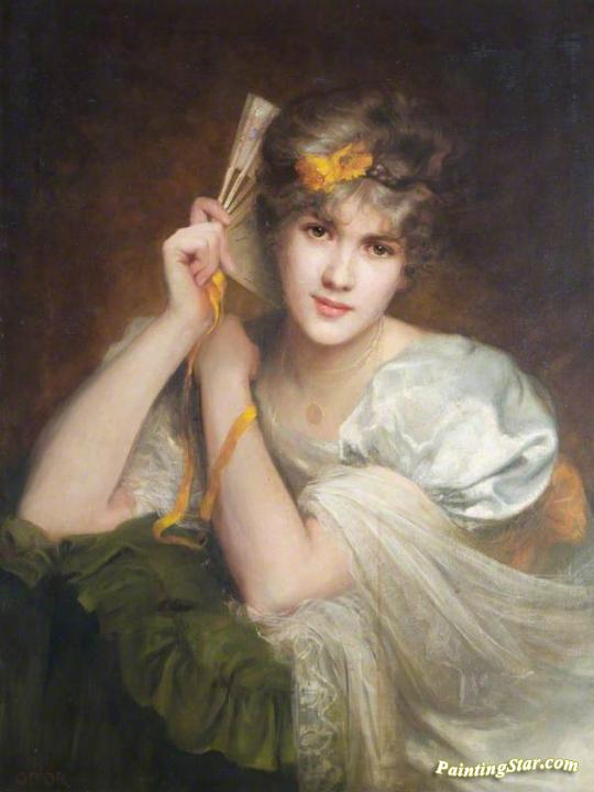 540x720 Portrait Of A Woman With A Fan Artwork By Beatrice Offor Oil - Beatrice Painting