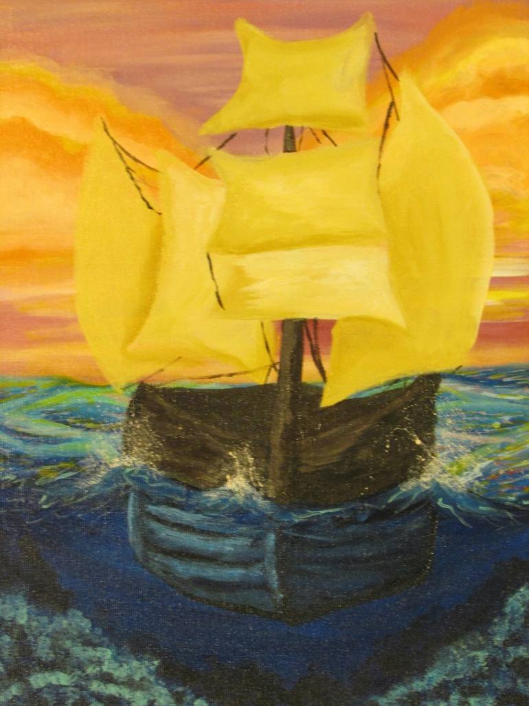770x1027 Saatchi Art A Ship's Beautiful Journey Acrylic Painting Painting - Beautiful Acrylic Painting