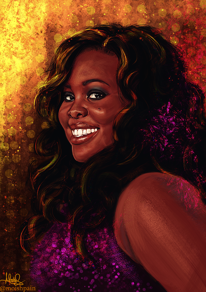 723x1023 Amber Riley By Moishpain - Beautiful African Woman Painting