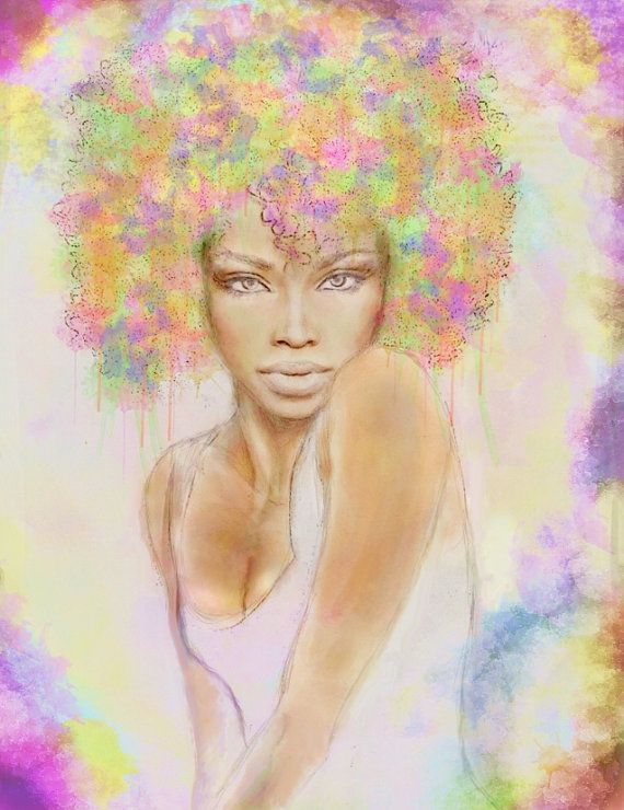 570x740 Fine Art Print Of Contemporary Artwork Wall Art Mixed Media - Beautiful African Woman Painting