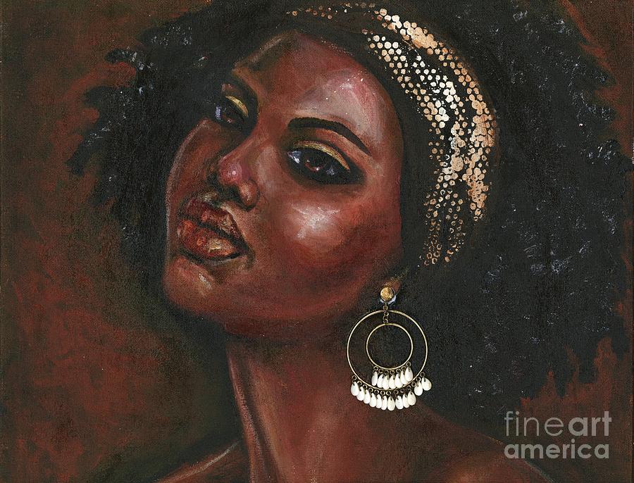 900x686 Chocolate Lover Painting By Alga Washington - Beautiful Black Woman Painting