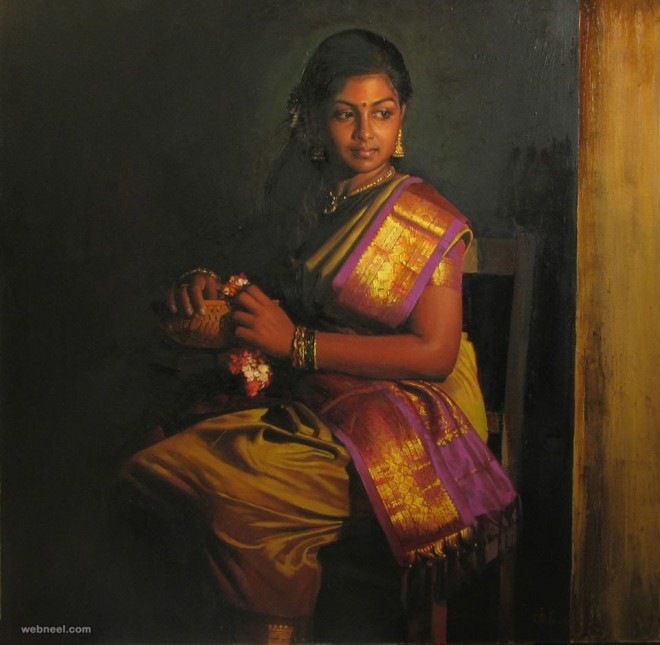 660x645 25 Beautiful Rural Indian Women Paintings By Tamilnadu Artist - Beautiful Black Woman Painting