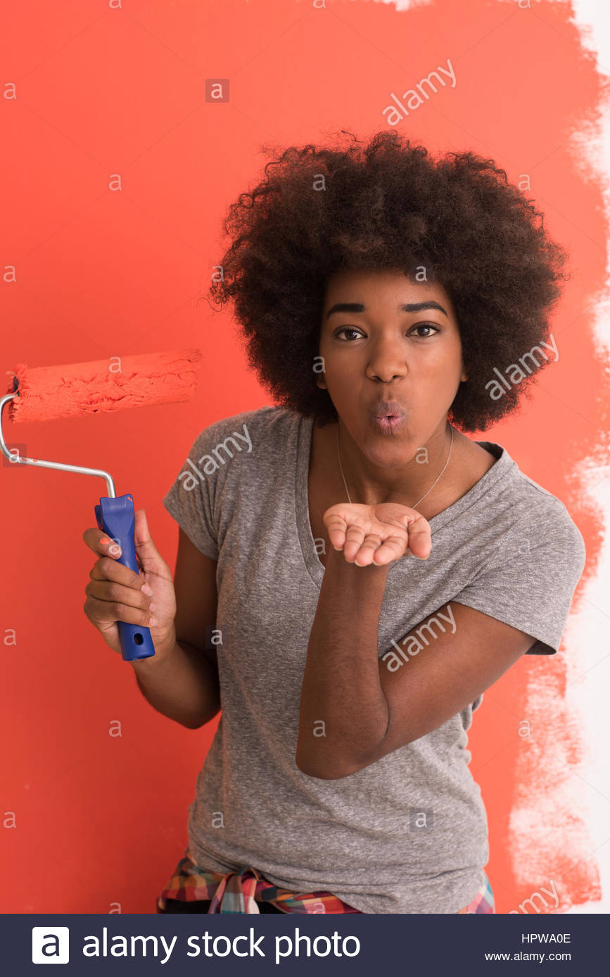 867x1390 Portrait Of A Young Beautiful African American Woman Painting Wall - Beautiful Black Woman Painting