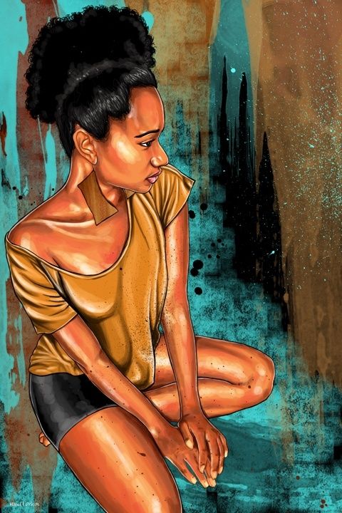 480x720 55 Amazing Black Hair Art Pictures And Paintings Woman Painting - Beautiful Black Woman Painting