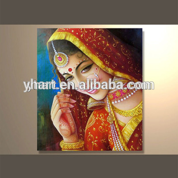 350x350 Beautiful Indian Women Canvas Oil Painting Handmade Women Oil - Beautiful Canvas Painting